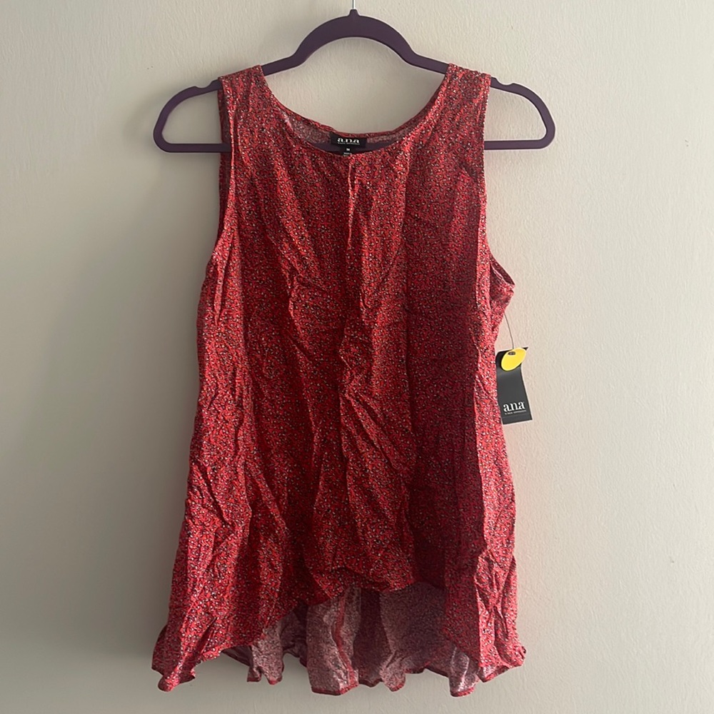 Red Orange Peplum Floral Print Shirt Size Medium NWT